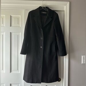 Kenneth Cole double breasted wool blend maxi length coat